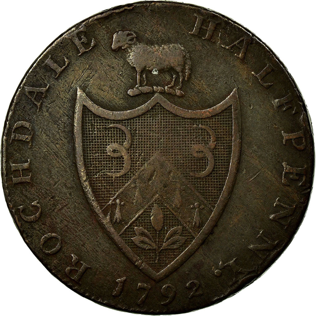 Coin, Great Britain, Lancashire, Halfpenny Token, 1792, Rochdale, VF(20-25)