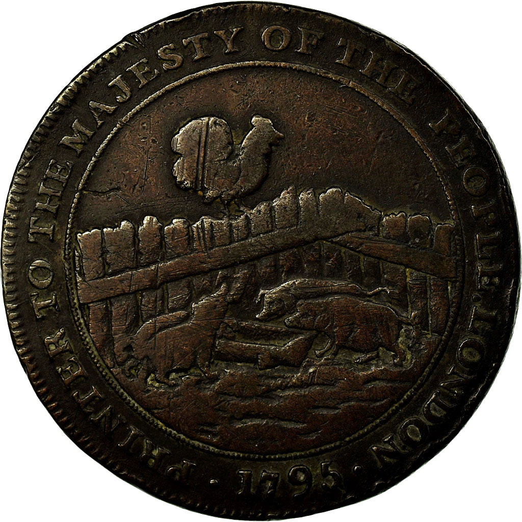 Coin, Great Britain, Middlesex, D I Eaton, Halfpenny Token, 1795, VF(20-25)