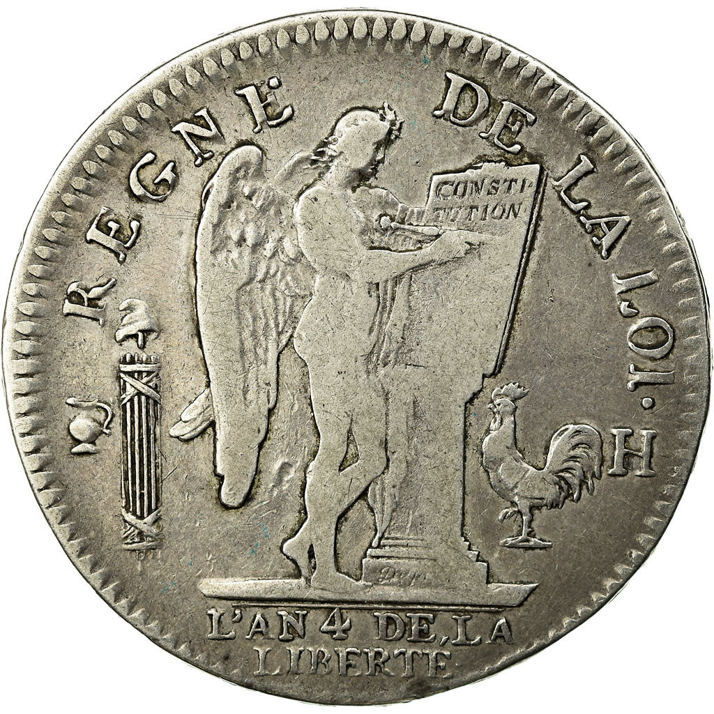 Moeda, França, Louis XVI, Ecu de 6 Livres, 1792, La Rochelle, VF(20-25), Prata