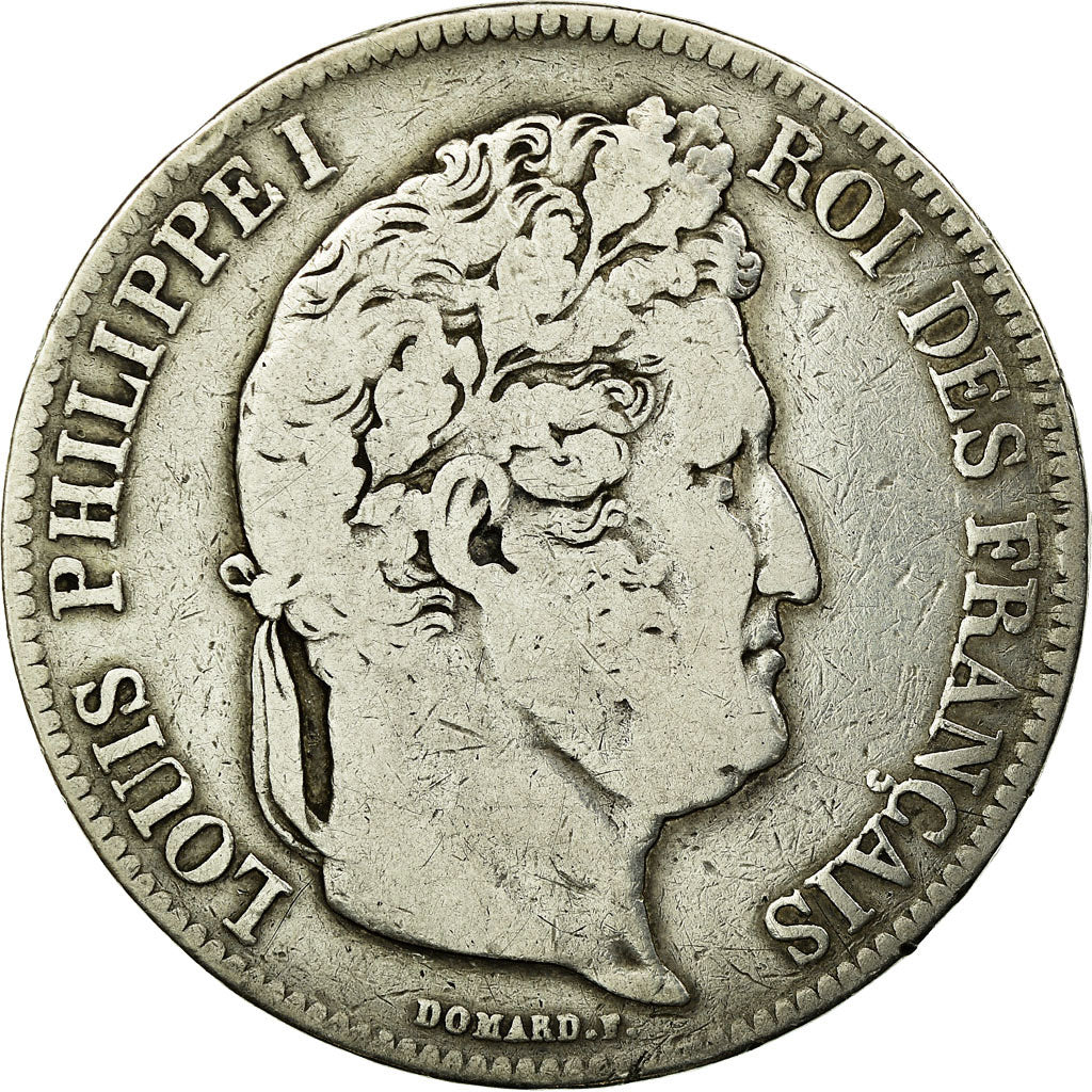 Moneta, Francia, Louis-Philippe, 5 Francs, 1834, Rouen, MB, Argento, KM:749.2
