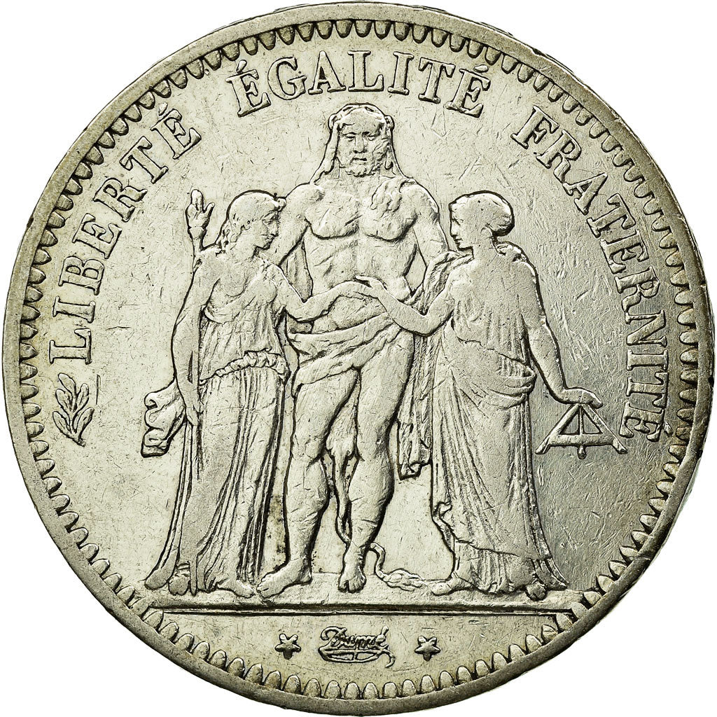 Moneta, Francia, Hercule, 5 Francs, 1849, Paris, MB+, Argento, KM:756.1