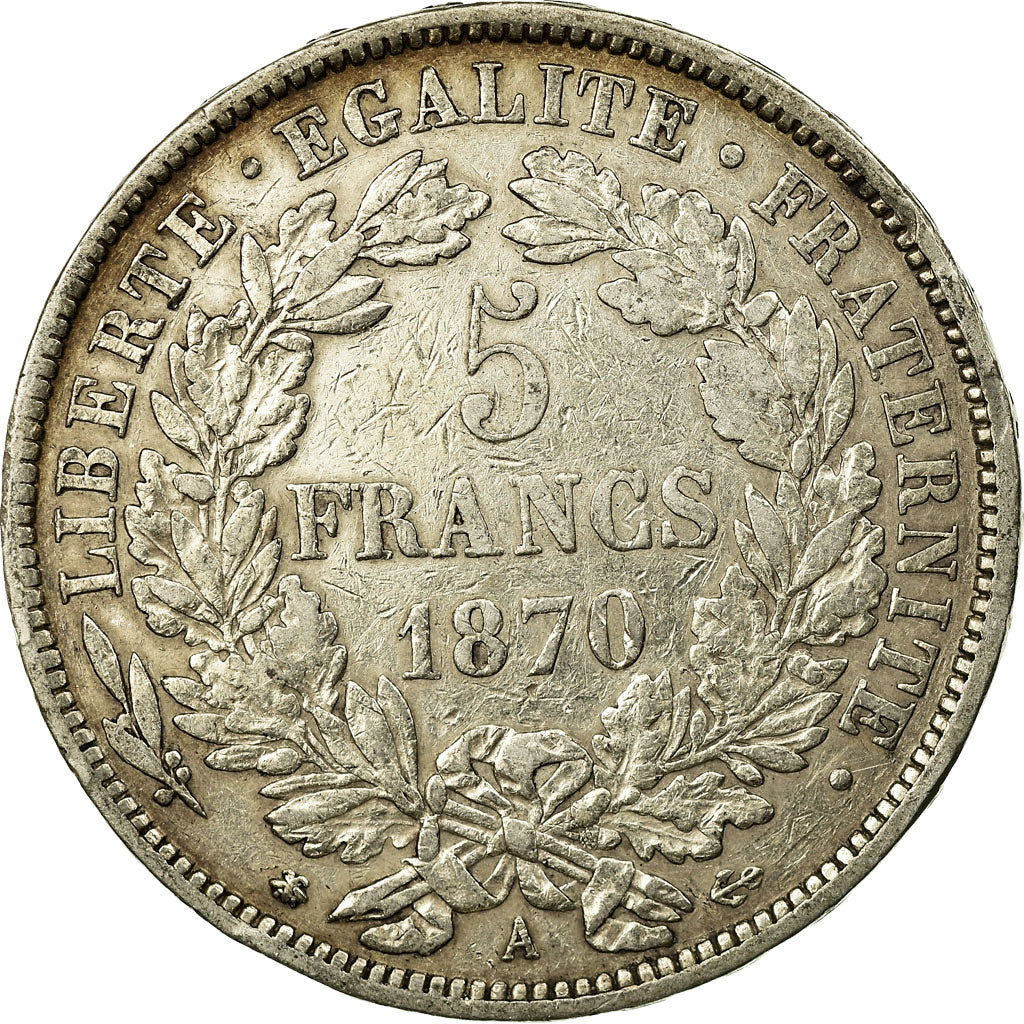 Coin, France, Cérès, 5 Francs, 1870, Paris, VF(30-35), Silver, KM:819