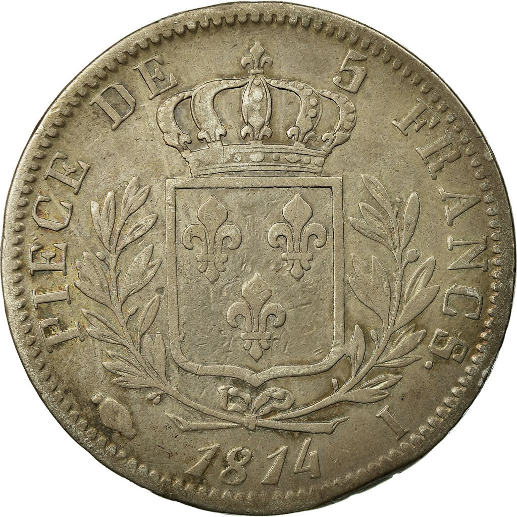 Munten, Frankrijk, Louis XVIII, 5 Francs, 1814, Limoges, FR, Zilver, KM:702.6