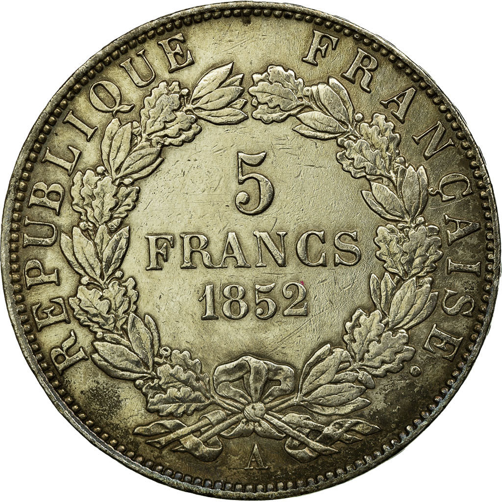 Coin, France, Napoléon III, 5 Francs, 1852, Paris, EF(40-45), Silver, KM:773.1