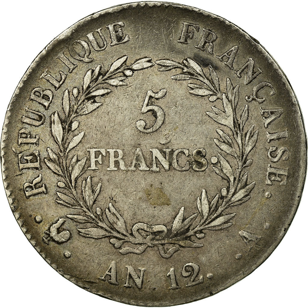 Coin, France, Napoléon I, 5 Francs, An 12 (1804), Paris, VF(30-35), Silver