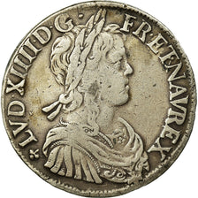 Moneda, Francia, Louis XIV, Écu à la mèche longue, 1653, Rennes, BC+, Plata