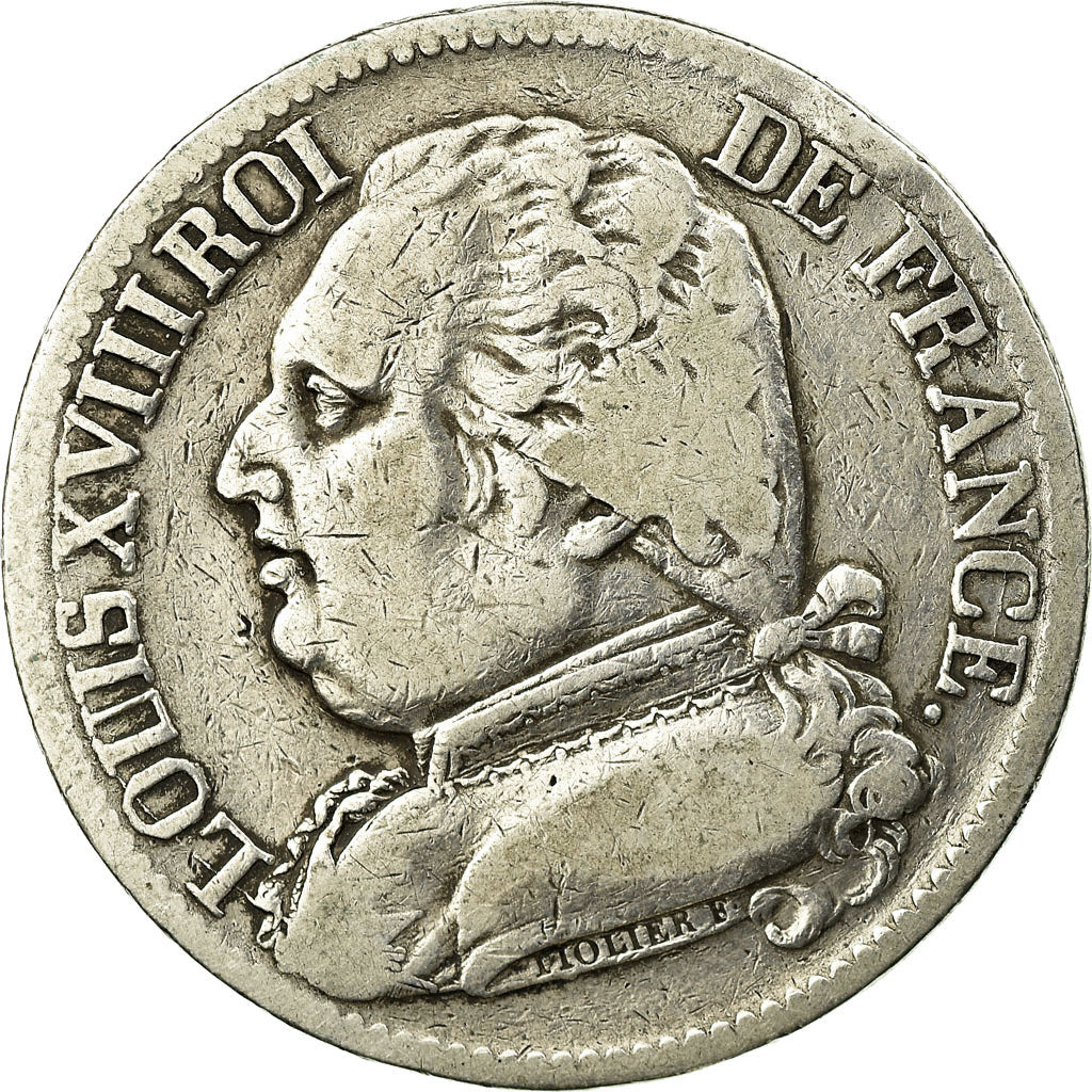 Moneta, Francia, Louis XVIII, 5 Francs, 1814, Toulouse, MB, Argento, KM:702.9