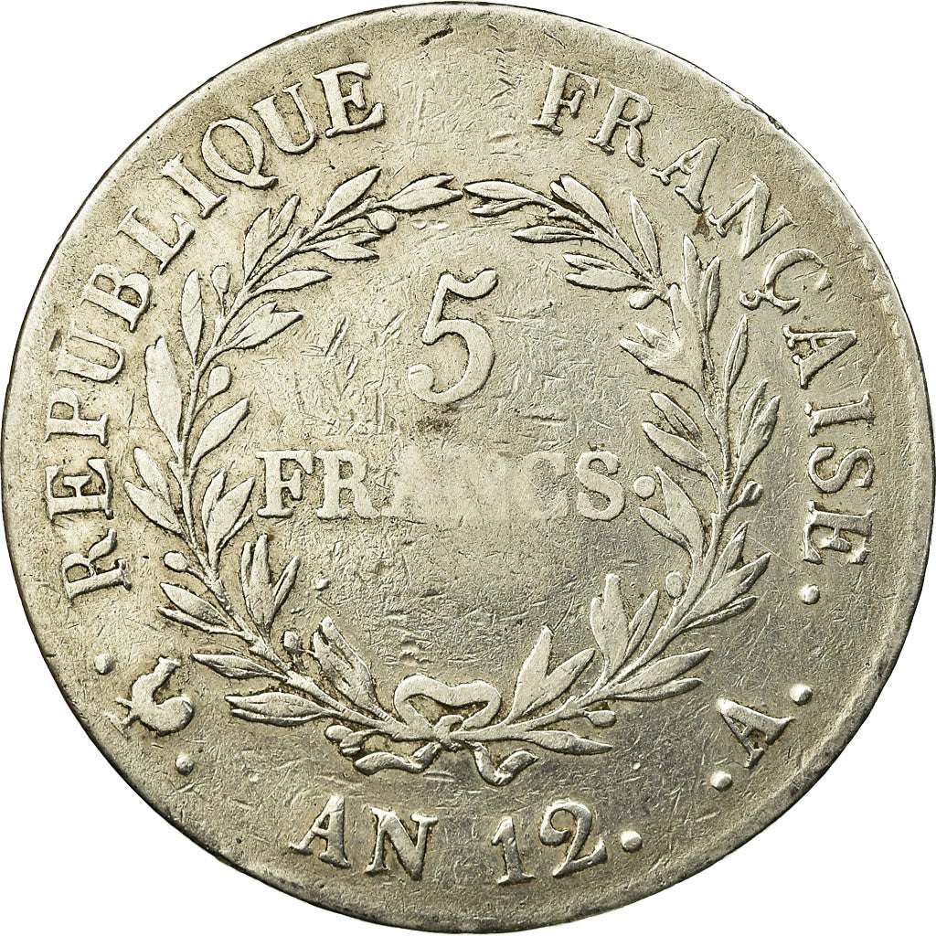 Coin, France, Napoléon I, 5 Francs, An 12 (1804), Paris, VF(30-35), Silver