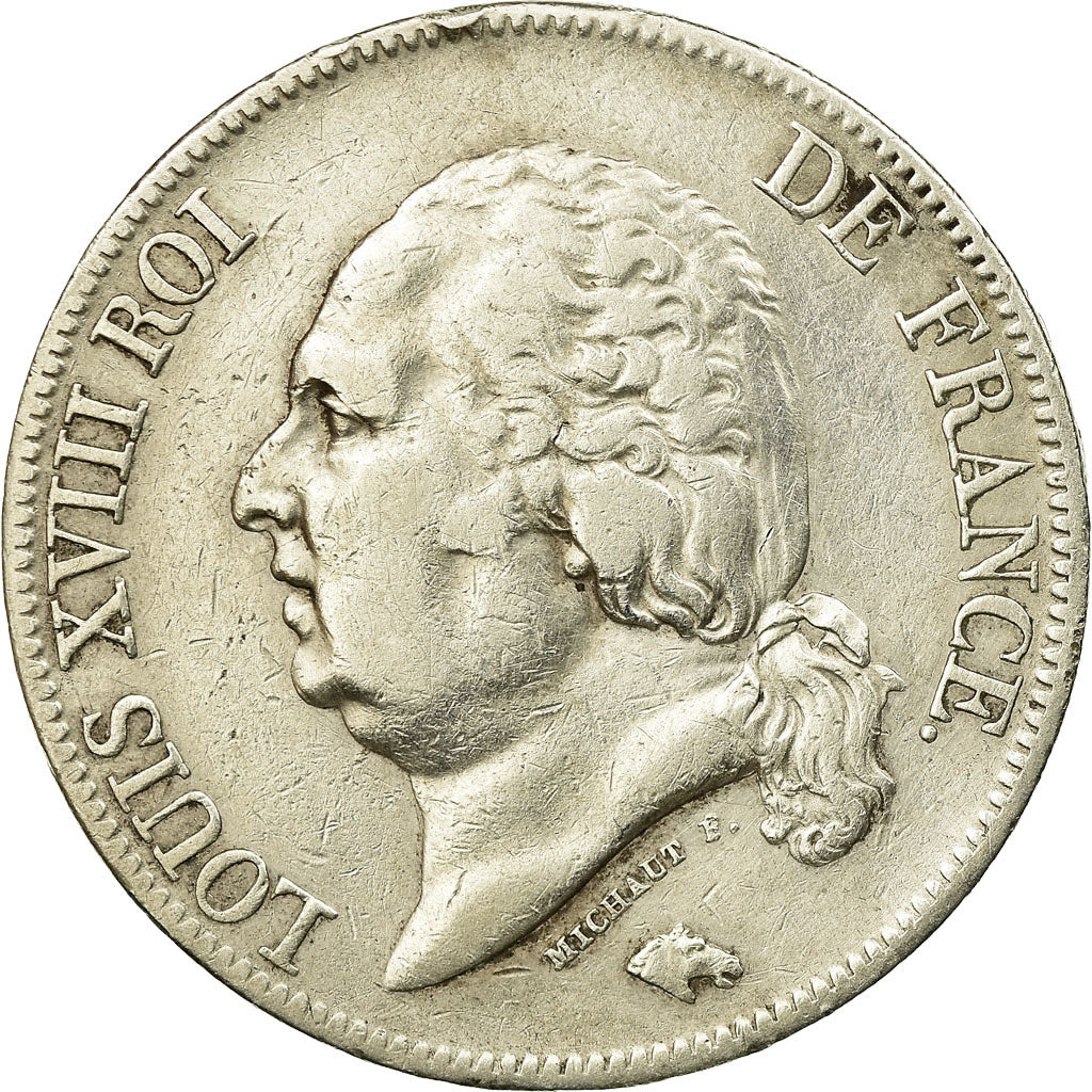 Munten, Frankrijk, Louis XVIII, 5 Francs, 1823, Bayonne, FR+, Zilver, KM:711.8
