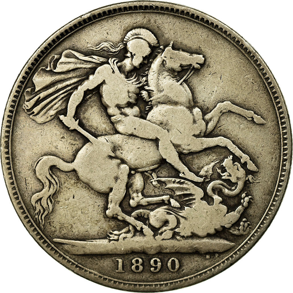 Coin, Great Britain, Victoria, Crown, 1890, VF(20-25), Silver, KM:765