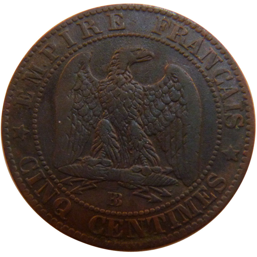 FRANCE, Napoléon III, 5 Centimes, 1856, Strasbourg, KM #777.3, EF(40-45), Bronze