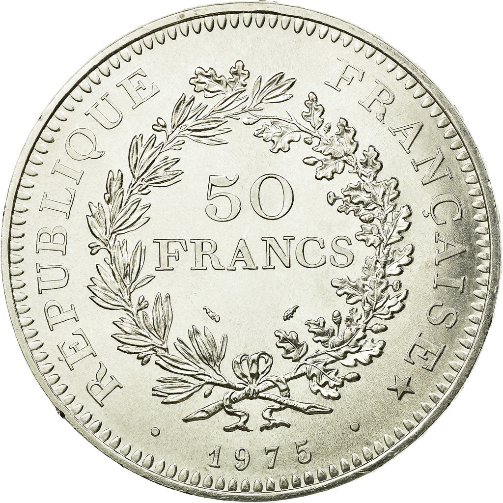 Coin, France, Hercule, 50 Francs, 1975, Paris, MS(64), Silver, KM:941.1