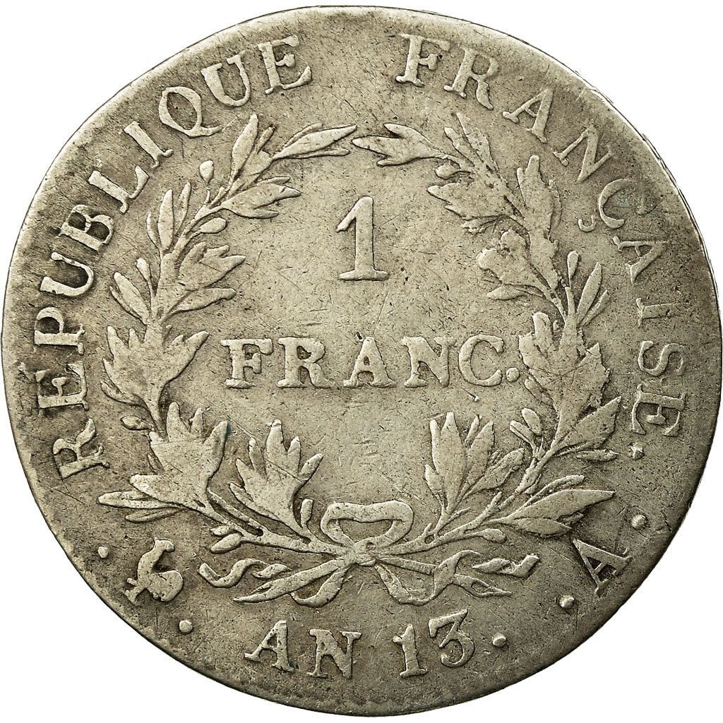 Coin, France, Napoleon I, Franc, AN 13, Paris, VF(20-25), Silver, Gadoury:443