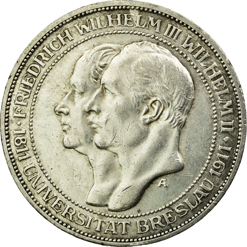 Coin, German States, PRUSSIA, Wilhelm II, 3 Mark, 1911, Berlin, AU(55-58)