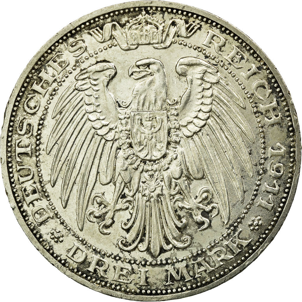 Coin, German States, PRUSSIA, Wilhelm II, 3 Mark, 1911, Berlin, AU(55-58)