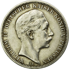 Coin, German States, PRUSSIA, Wilhelm II, 3 Mark, 1908, Berlin, EF(40-45)