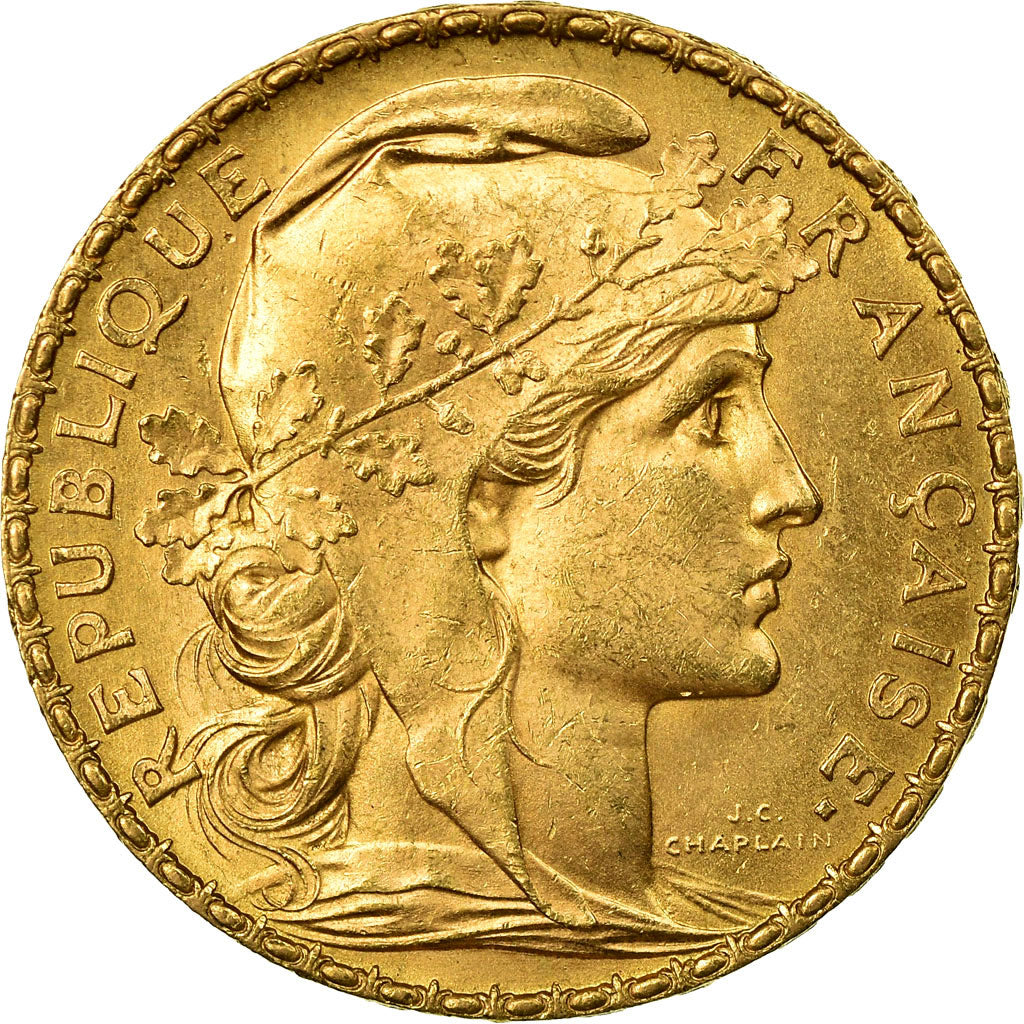 Moneta, Francja, Marianne, 20 Francs, 1900, Paris, AU(55-58), Złoto, KM:847