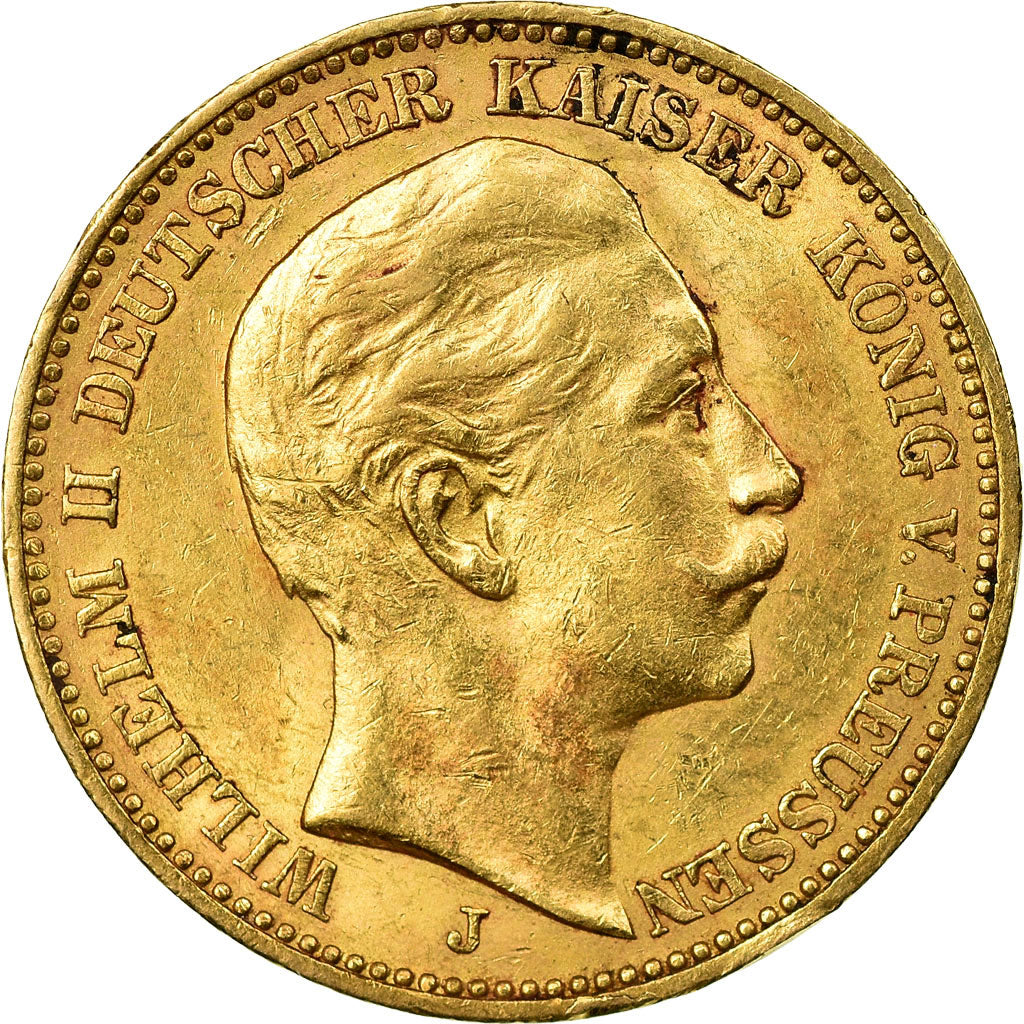 Coin, German States, PRUSSIA, Wilhelm II, 20 Mark, 1912, Hamburg, AU(50-53)