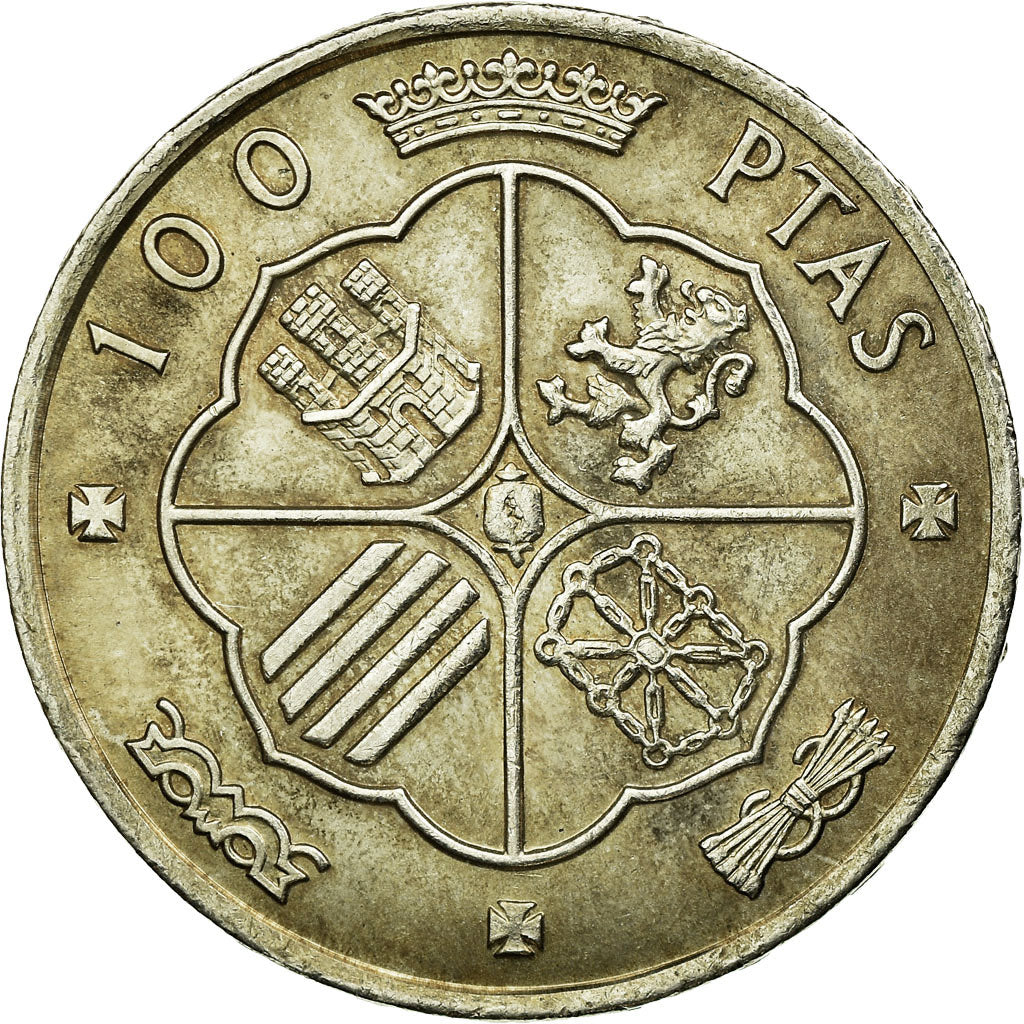 Coin, Spain, Caudillo and regent, 100 Pesetas, 1966, MS(60-62), Silver, KM:797