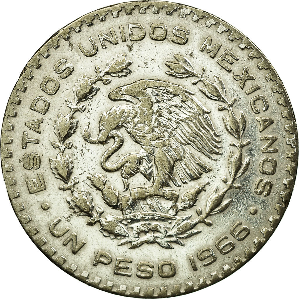 Coin, Mexico, Peso, 1966, Mexico City, EF(40-45), Silver, KM:459