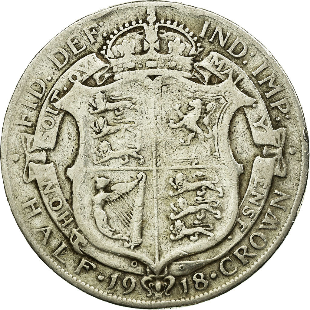 Coin, Great Britain, George V, 1/2 Crown, 1918, VF(30-35), Silver, KM:818.1