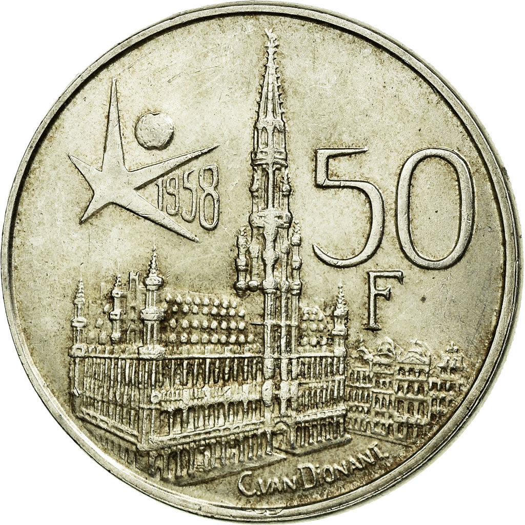 Coin, Belgium, 50 Francs, 50 Frank, 1958, Brussels, MS(60-62), Silver, KM:151.1