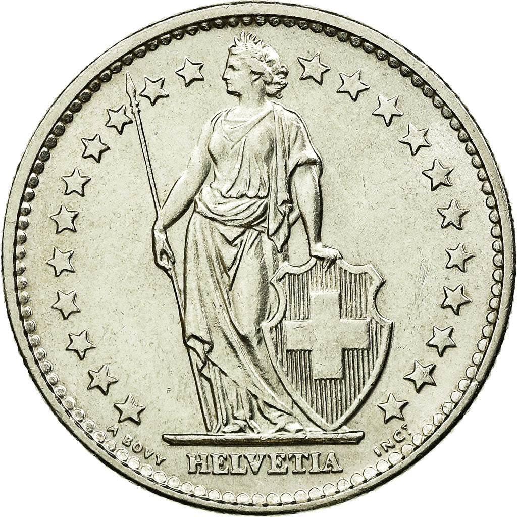 Coin, Switzerland, 2 Francs, 1965, Bern, MS(64), Silver, KM:21