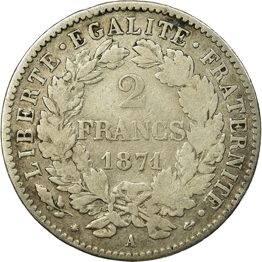 Münze, Frankreich, Cérès, 2 Francs, 1871, Paris, S, Silber, KM:817.1