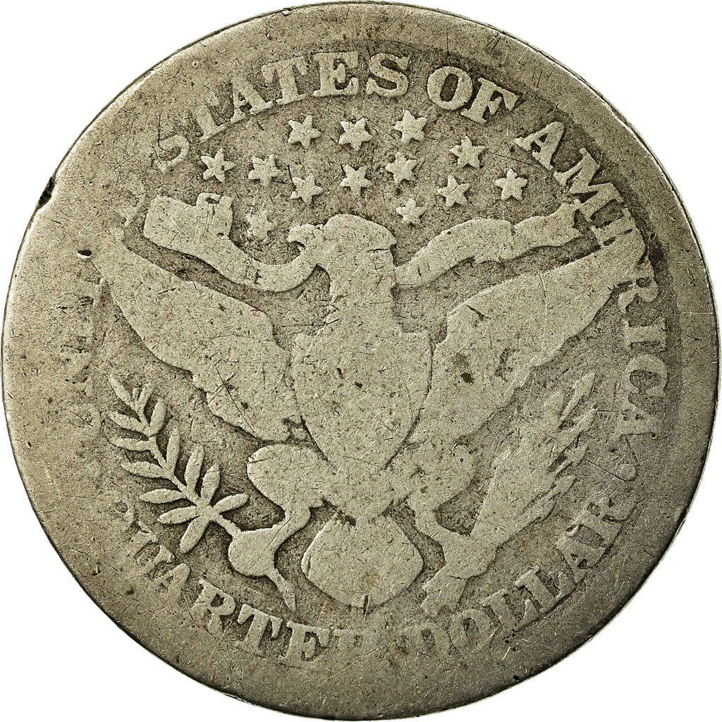 Moneda, Estados Unidos, Barber Quarter, Quarter, 1898, Philadelphia, BC, Plata