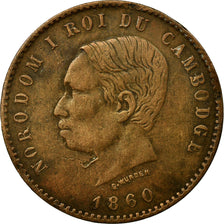 Coin, Cambodia, 10 Centimes, 1860, VF(30-35), Bronze, KM:M3, Lecompte:22