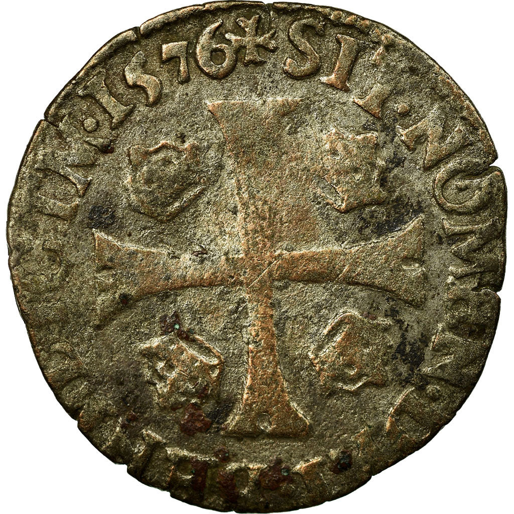 Münze, Frankreich, Henri III, Douzain aux deux H, 1576, Rennes, SGE+, Billon