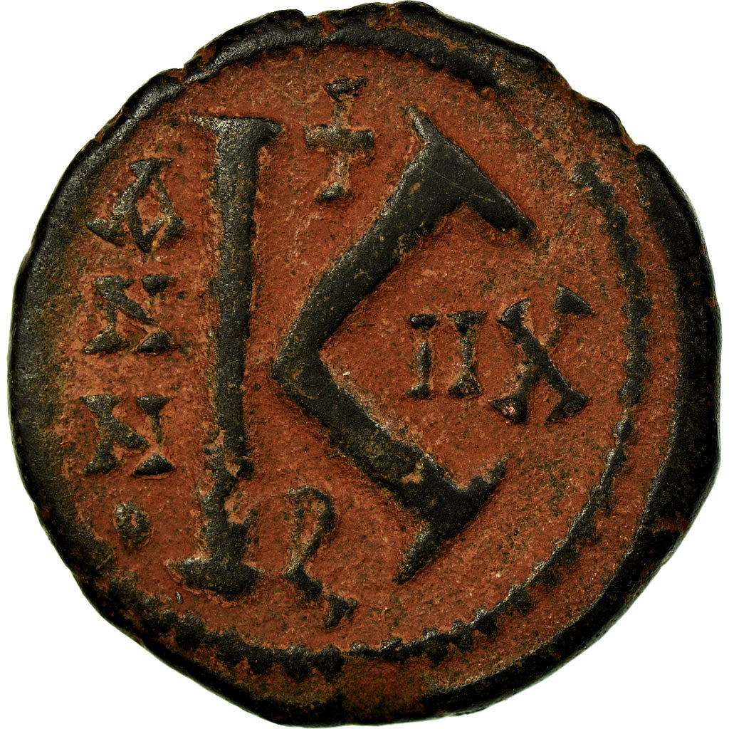 Coin, Maurice Tiberius, Half Follis, 593-4, Antioch, EF(40-45), Bronze, Sear:535