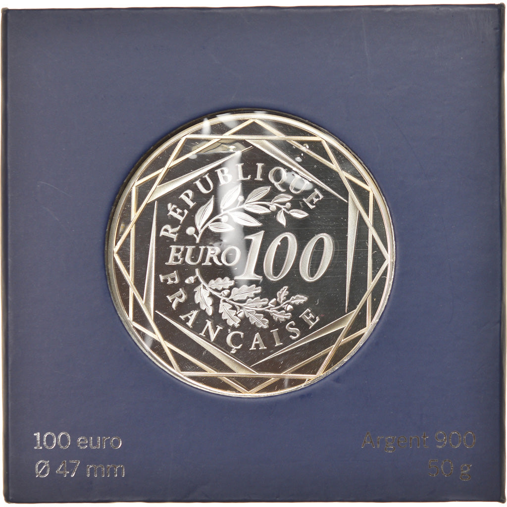 France, Monnaie de Paris, 100 Euro, Coq, 2014, Paris, MS(65-70), Silver