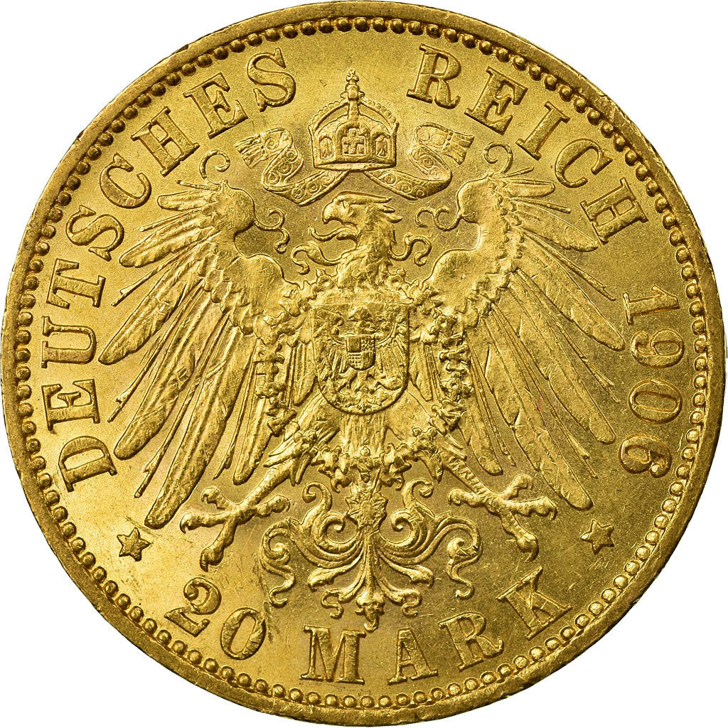Coin, German States, PRUSSIA, Wilhelm II, 20 Mark, 1906, Berlin, MS(60-62)