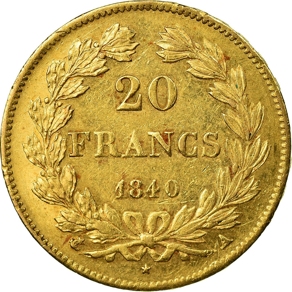 Moneta, Francja, Louis-Philippe, 20 Francs, 1840, Paris, AU(50-53), Złoto