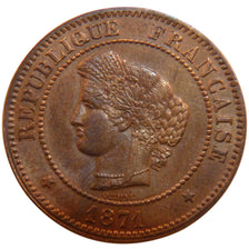FRANCE, Cérès, 5 Centimes, 1871, Paris, KM #821.1, AU(55-58), Bronze, Gadoury #.