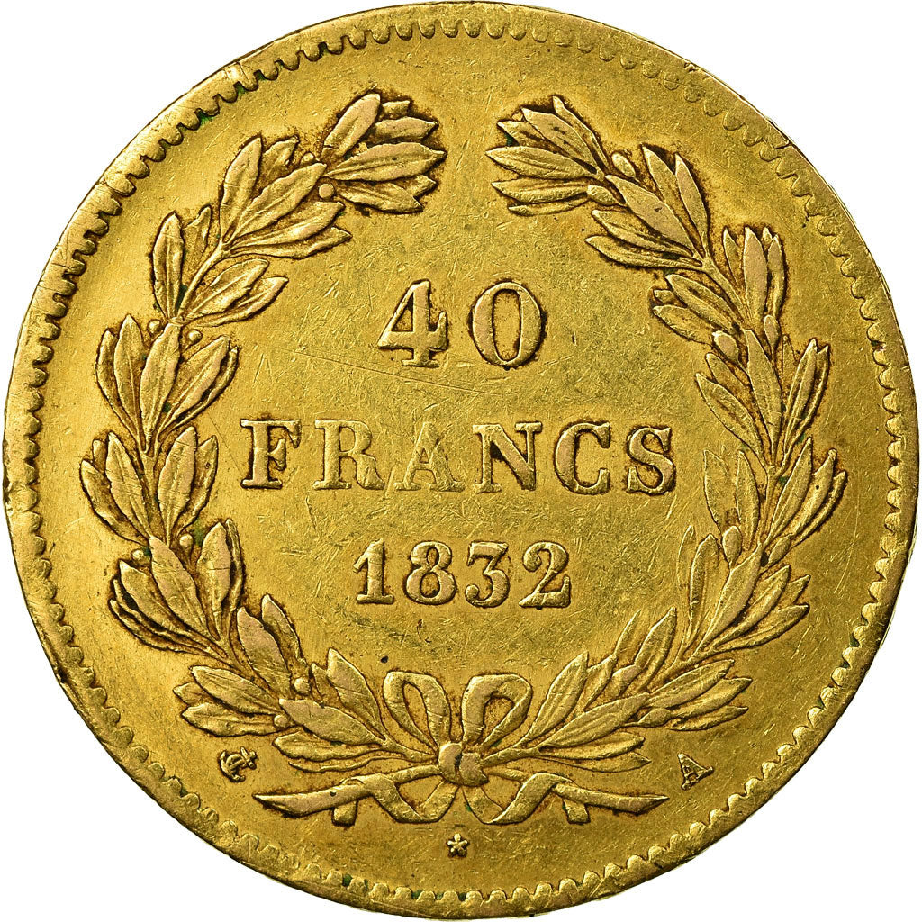Moneda, Francia, Louis-Philippe, 40 Francs, 1832, Paris, MBC, Oro, KM:747.1