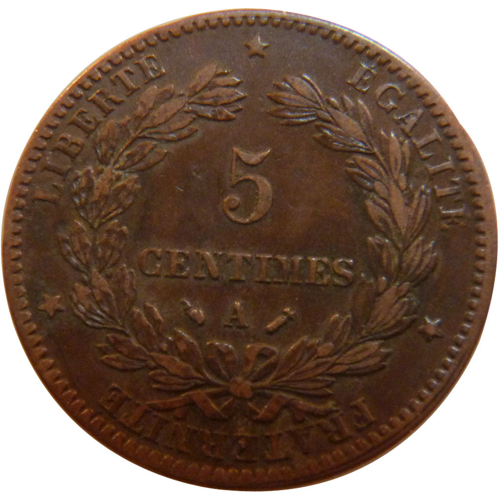 FRANCE, Cérès, 5 Centimes, 1889, Paris, KM #821.1, EF(40-45), Bronze, Gadoury #.