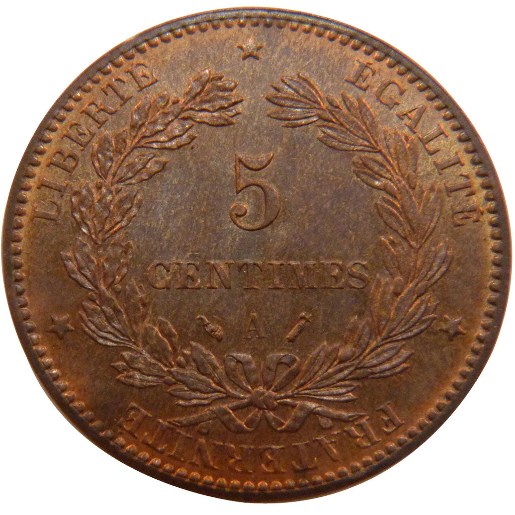 France, Cérès, 5 Centimes, 1889, Paris, PCGS MS63RB, KM:821.1