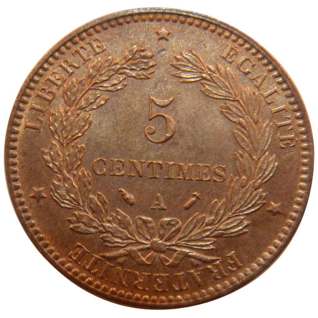 FRANCE, Cérès, 5 Centimes, 1893, Paris, KM #821.1, graded, PCGS, , Bronze, G...
