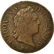Moneda, Francia, Louis XV, Sol à la vieille tête, 1771, Lyon, BC+, Cobre