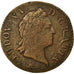 Moneda, Francia, Louis XV, Sol à la vieille tête, 1771, Lyon, BC+, Cobre