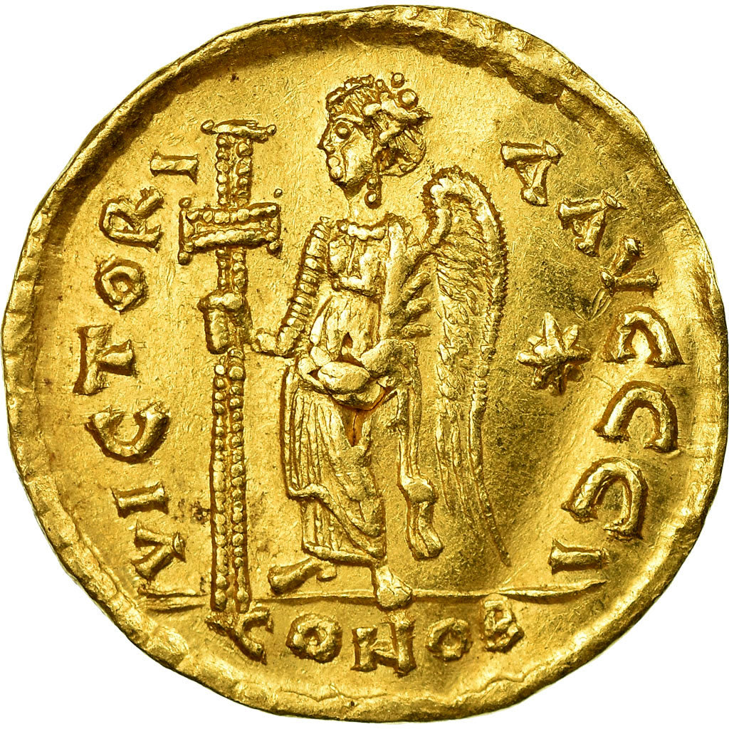 Moneta, Anastasius I, Solidus, 491-518 AD, Constantinople, AU(50-53), Złoto