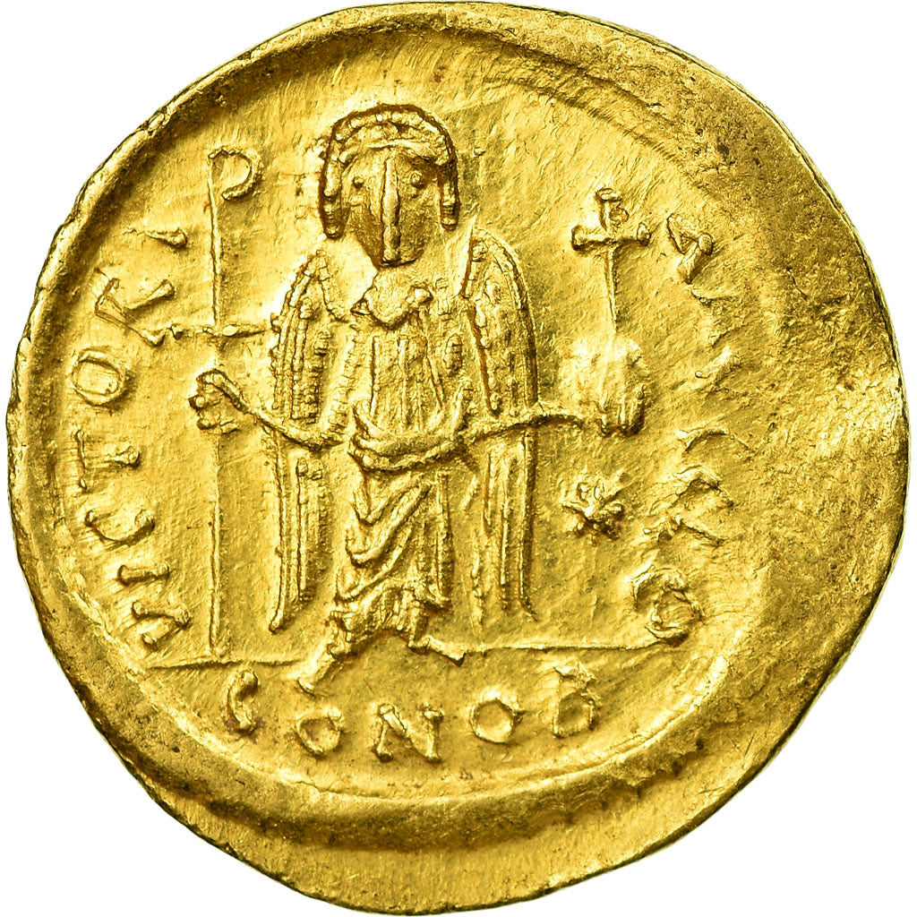 Coin, Justinian I, Solidus, 545-565, Constantinople, AU(55-58), Gold, Sear:140