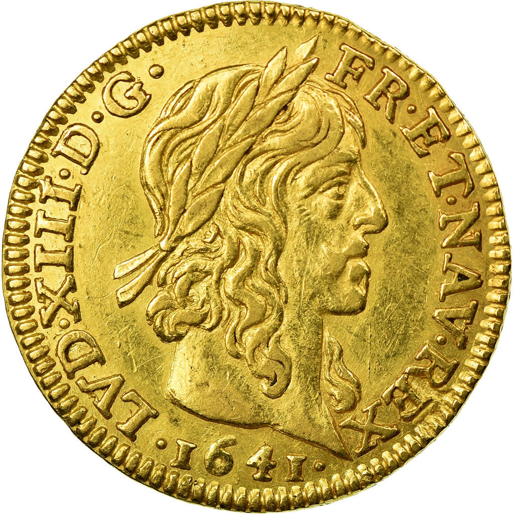 Coin, France, Louis XIII, 1/2 Louis d'or, 1641, Paris, AU(50-53), Gold