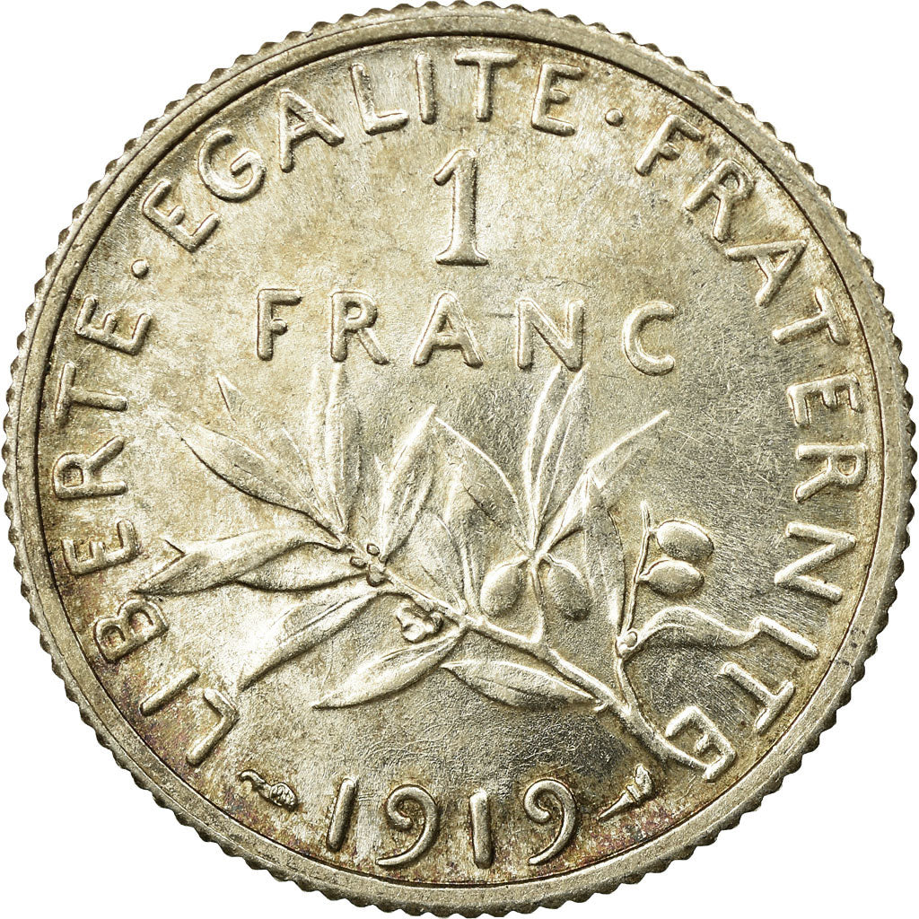 Munten, Frankrijk, Semeuse, Franc, 1919, Paris, UNC, Zilver, KM:844.1