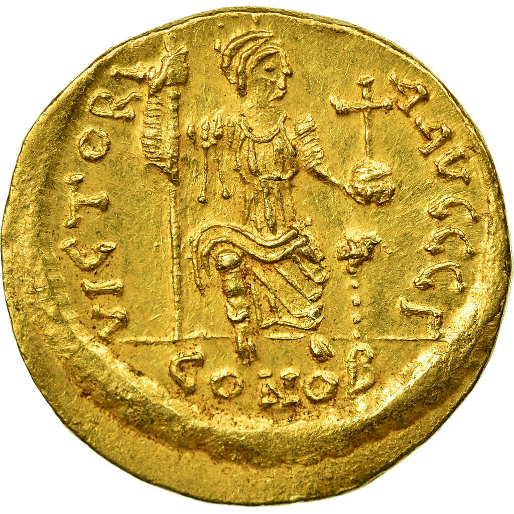 Coin, Justin II, Solidus, 565-578 AD, Constantinople, MS(60-62), Gold, Sear:345