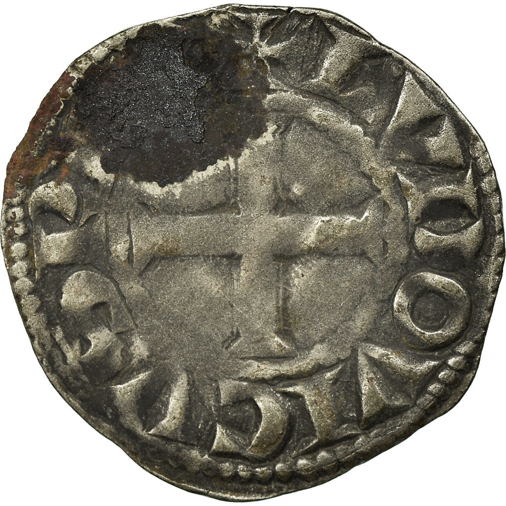 Moneda, Francia, Louis VIII-IX, Denier Tournois, BC+, Vellón, Duplessy:188