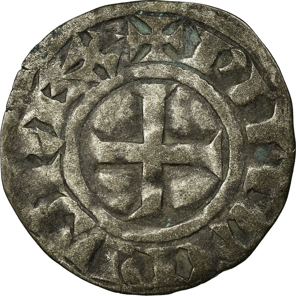 Coin, France, Philip II, Denier Tournois, Saint-Martin de Tours, VF(30-35)