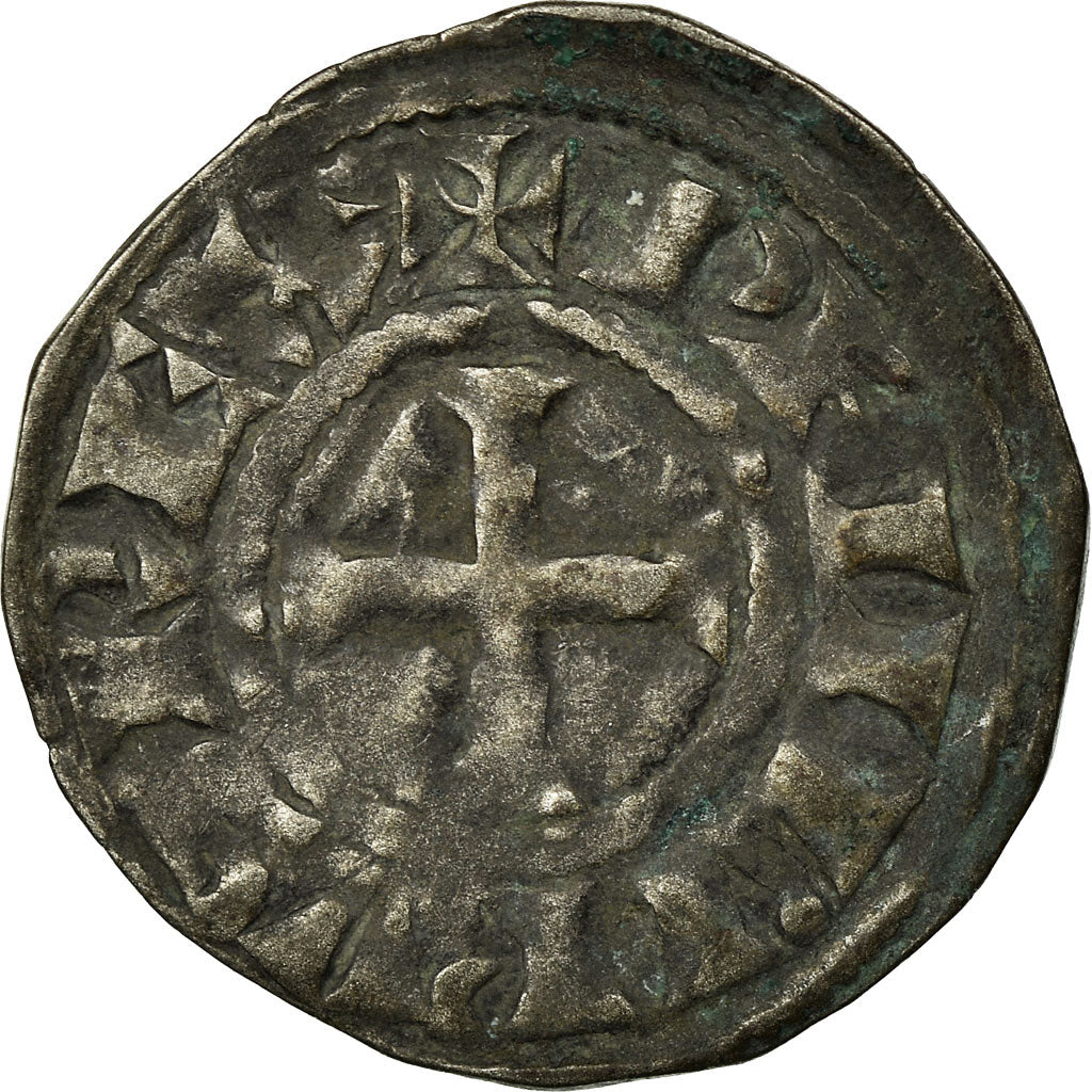 Coin, France, Philip II, Denier Tournois, Saint-Martin de Tours, VF(30-35)